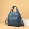 LeatherLuxe Backpack Blue