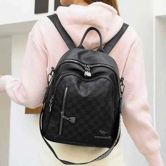 Versatile Leather Handbag+Backpack Black Variation